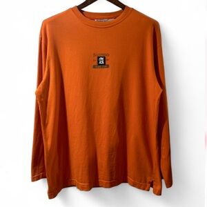 VTG Y2K Men’s Aeropostale Orange Long-Sleeve Rugby Shirt Size Large